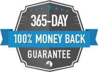 365-Day 100% Money-Back Guarantee Badge